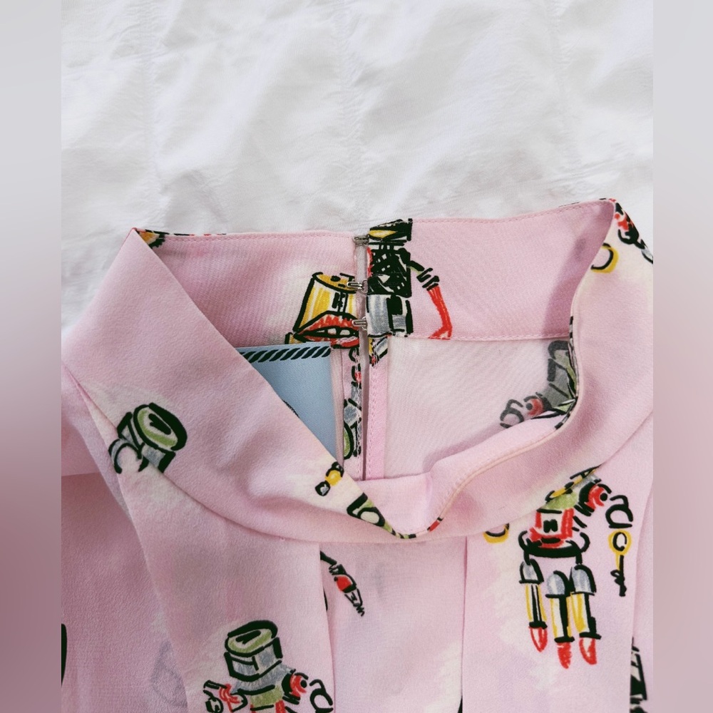 PRADA Pink ROBOT PRINT Drawstring Hem Sleeveless Spring DRESS - Picture 12 of 13
